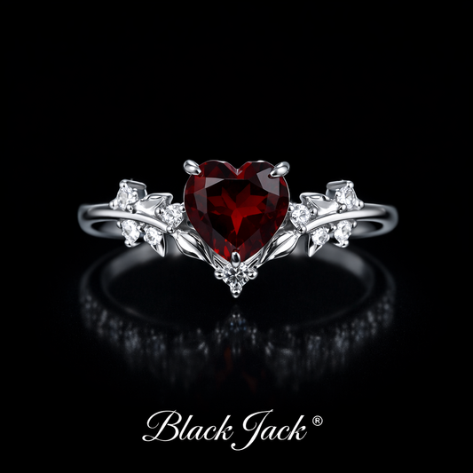 2.10 Carat Heart Cut Ruby & Moissanite Floral Engagement Ring in 925 Sterling Silver