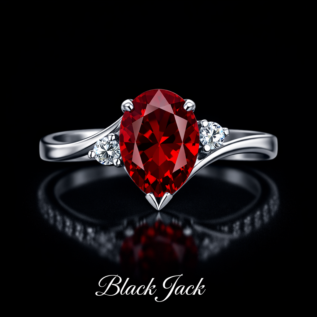 4.10 Carat Pear Cut Ruby & Moissanite Bypass Engagement Ring in 925 Sterling Silver