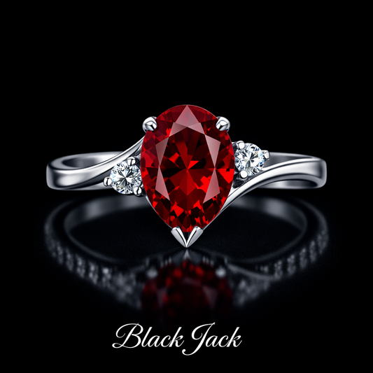 4.10 Carat Pear Cut Ruby & Moissanite Bypass Engagement Ring in 925 Sterling Silver