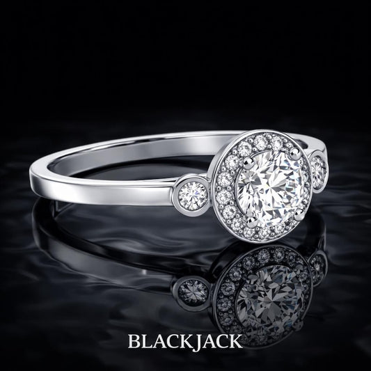 2.20 Carat Round Cut Moissanite Halo Bezel Accent Engagement Ring in 925 Sterling Silver