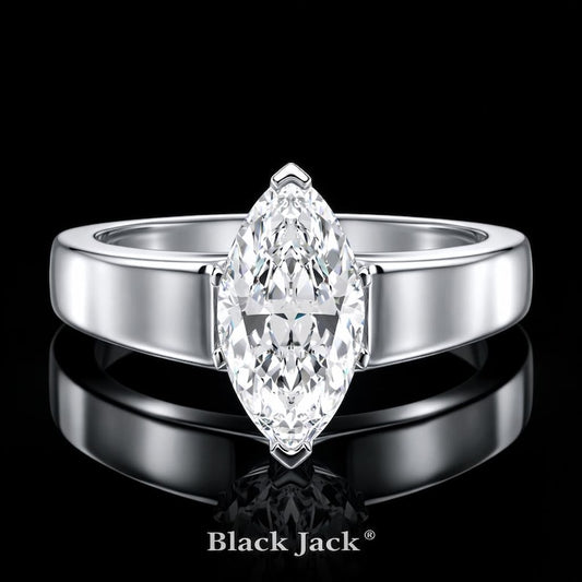 2.50 Carat Marquise Cut Moissanite Classic Solitaire Engagement Ring in 925 Sterling Silver