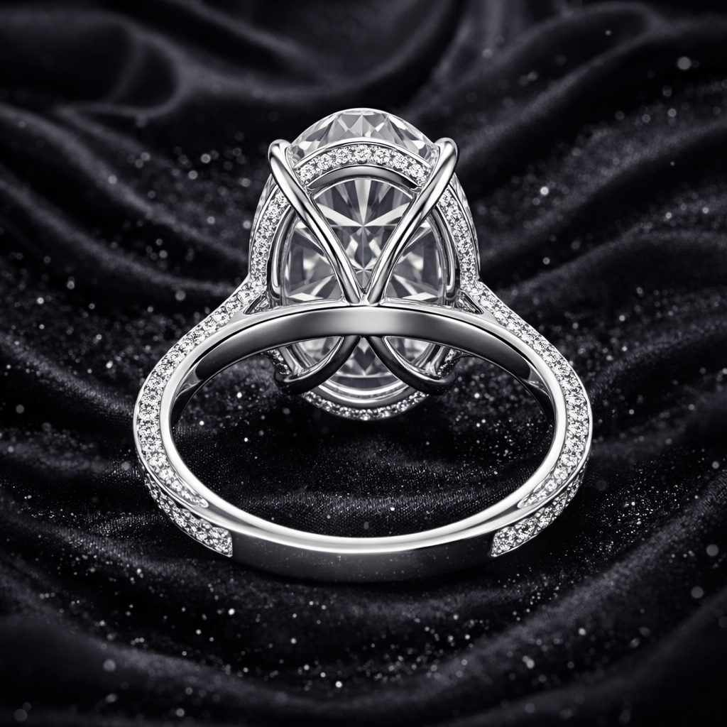 6.80 Carat Lab-Grown Diamond Pavé Engagement Ring Oval Cut in 14K White Gold IGI Certified