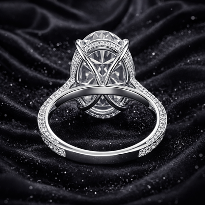 6.80 Carat Lab-Grown Diamond Pavé Engagement Ring Oval Cut in 14K White Gold IGI Certified