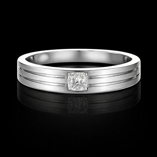 0.35 Ct Single Stone Princess Cut Men’s Wedding Band Custom Memory Diamond Men’s Wedding Band Lab-Grown Diamond from Personal Carbon in 14K Gold