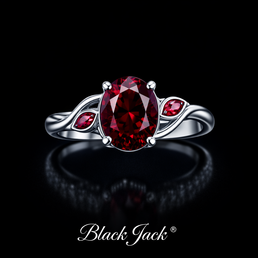 2.20 Carat Oval Cut Ruby & Moissanite Bypass Engagement Ring in 925 Sterling Silver