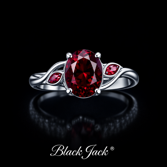2.20 Carat Oval Cut Ruby & Moissanite Bypass Engagement Ring in 925 Sterling Silver