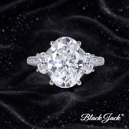 7.40 Carat Lab-Grown Diamond Three Stone Engagement Ring Oval Cut with Pavé Band in 14K White Gold IGI Certified