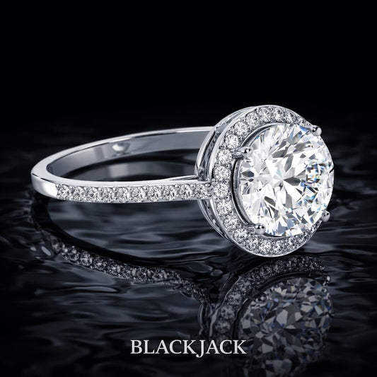 2.70 Carat Round Cut Moissanite Classic Halo Pavé Engagement Ring in 925 Sterling Silver