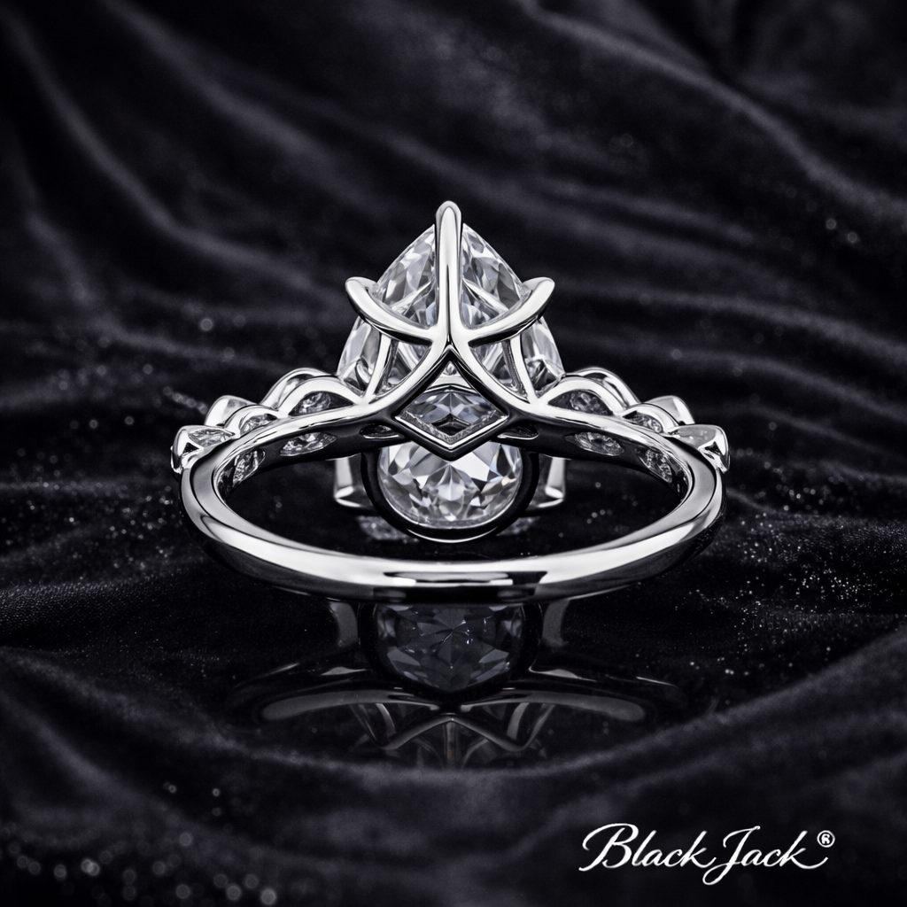 6.50 Carat Lab-Grown Diamond Three Stone Engagement Ring Pear Cut with Marquise & Round Side Stones in 14K White Gold