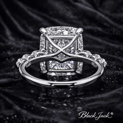 8.40 Carat Lab-Grown Diamond Cushion Three Stone Engagement Ring – Elongated Cushion Cut in 14K White Gold