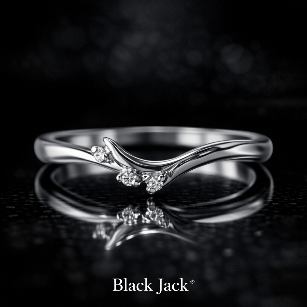 0.03 CT Lab-Grown Diamond Curved Wave Women’s Wedding Band in White Gold | Brand Authenticity Certified