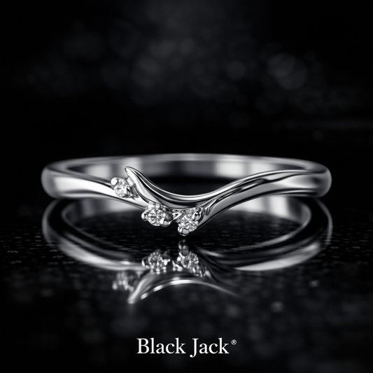 0.03 CT Lab-Grown Diamond Curved Wave Women’s Wedding Band in White Gold | Brand Authenticity Certified