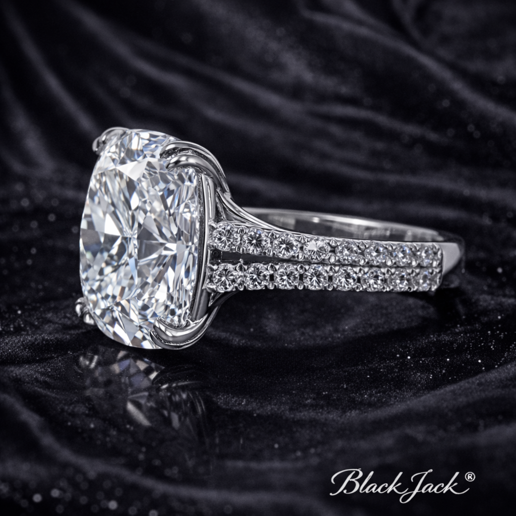 9.20 Carat Lab-Grown Diamond Cushion Pavé Engagement Ring Cushion Cut in 14K White Gold