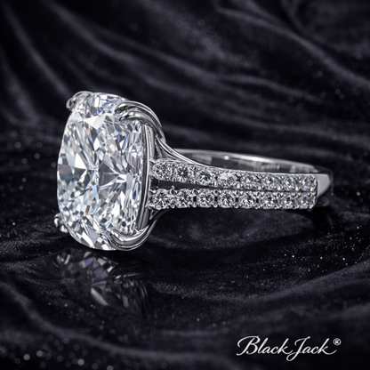 9.20 Carat Lab-Grown Diamond Cushion Pavé Engagement Ring Cushion Cut in 14K White Gold