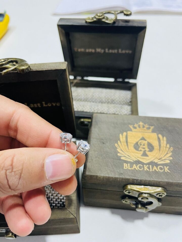 2.00 Ct. Lab Grown Diamond Studs Earrings in 14k White Gold E/F VS by Black Jack