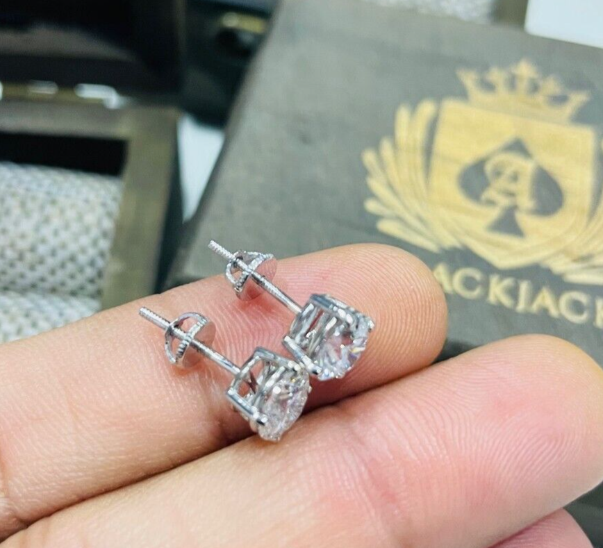 4.00 Ct. Lab Grown Diamond Studs Earrings in 14k White Gold E/F SI by Black Jack