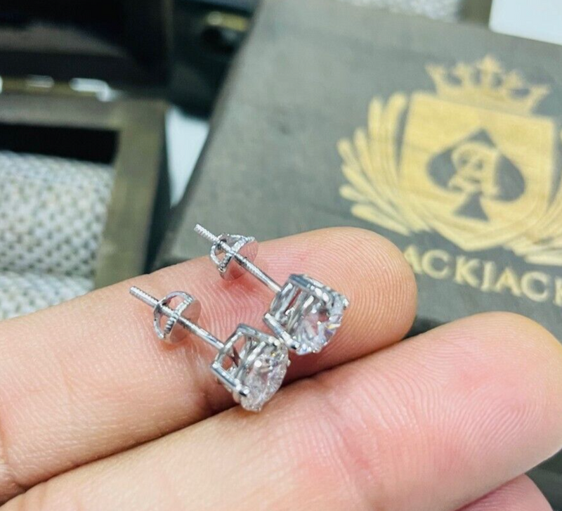 2.00 Ct. Lab Grown Diamond Studs Earrings in 14k White Gold E/F SI by Black Jack